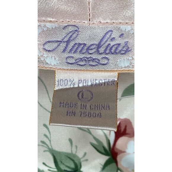 Amelia's Womens Floral Button Front Long Sleeve Satin Nightdress Multi Large NWT - Picture 2 of 9